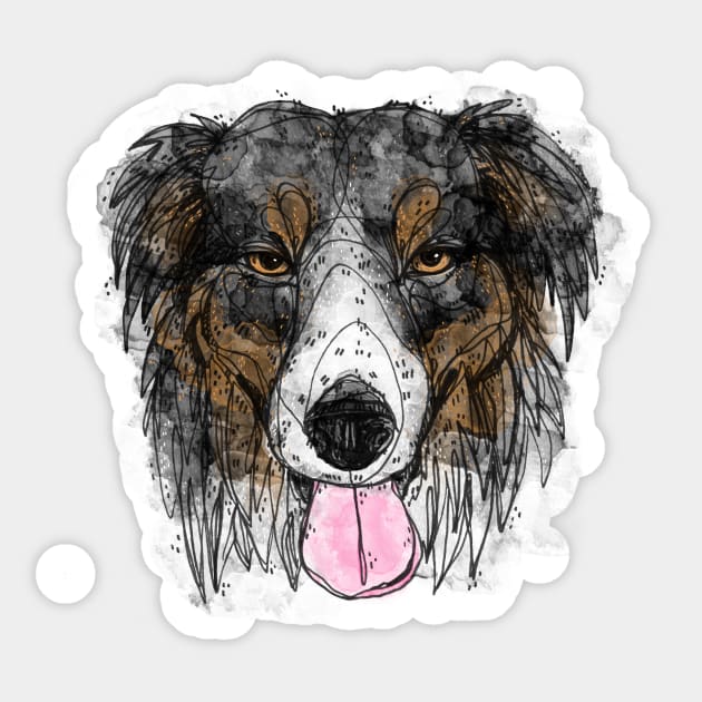 Black Tri Aussie Sticker by InkedinRed